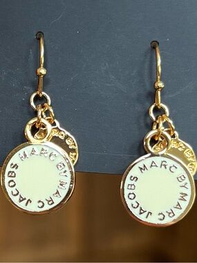 Marc by Marc Jacobs Gold Earrings with Yellow Cream Enamel Discs
